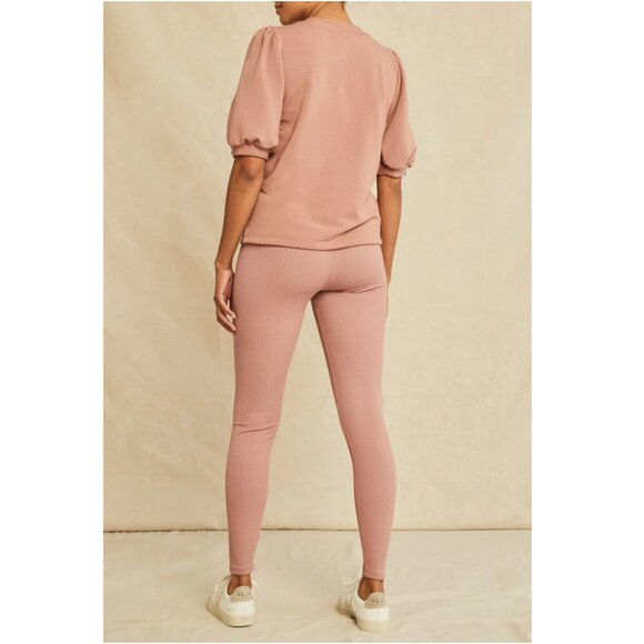 Magda Paris Rib Leggings in Quartz Pink Size XS - Picture 3 of 4